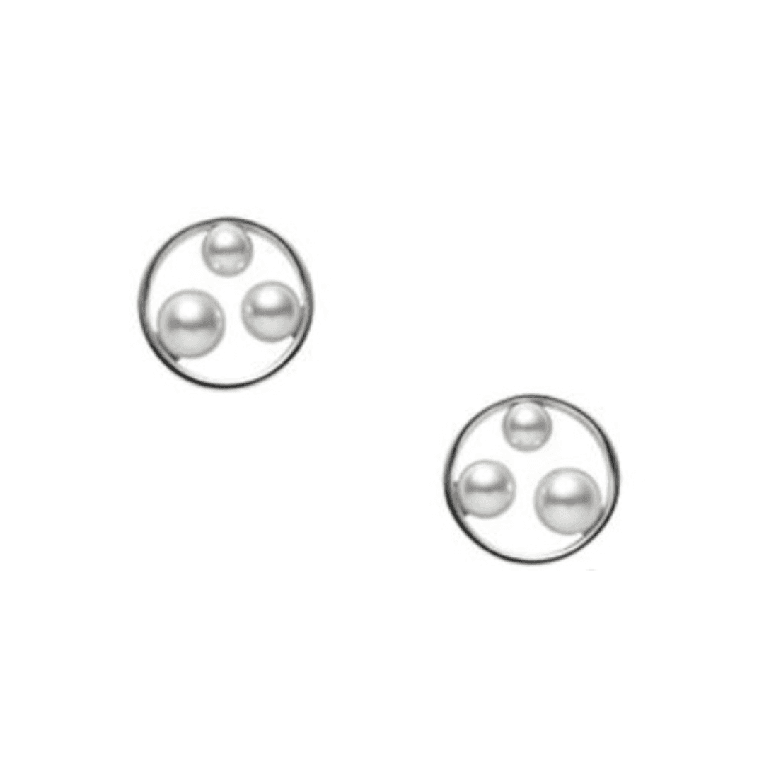 Mikimoto Open Circle "A+" Akoya Pearl Stud Earrings