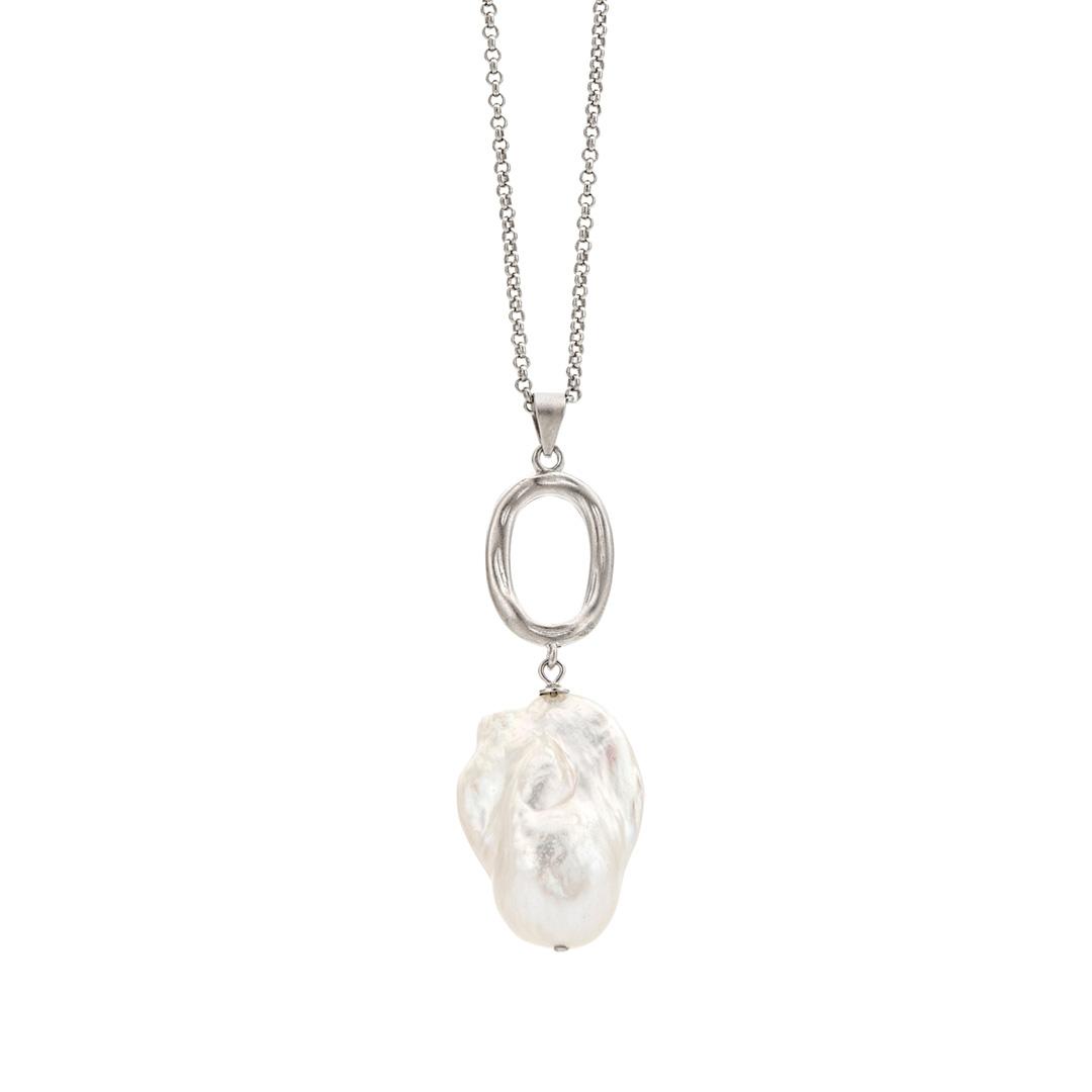 Baroque Pearl Sterling Silver Drop Necklace