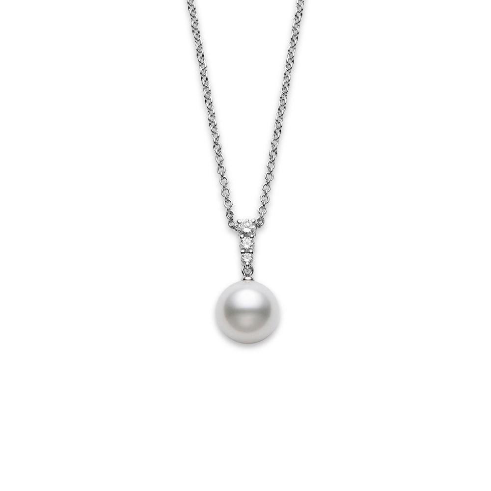 Mikimoto Morning Dew White South Sea Pearl and Diamond Pendant Necklace