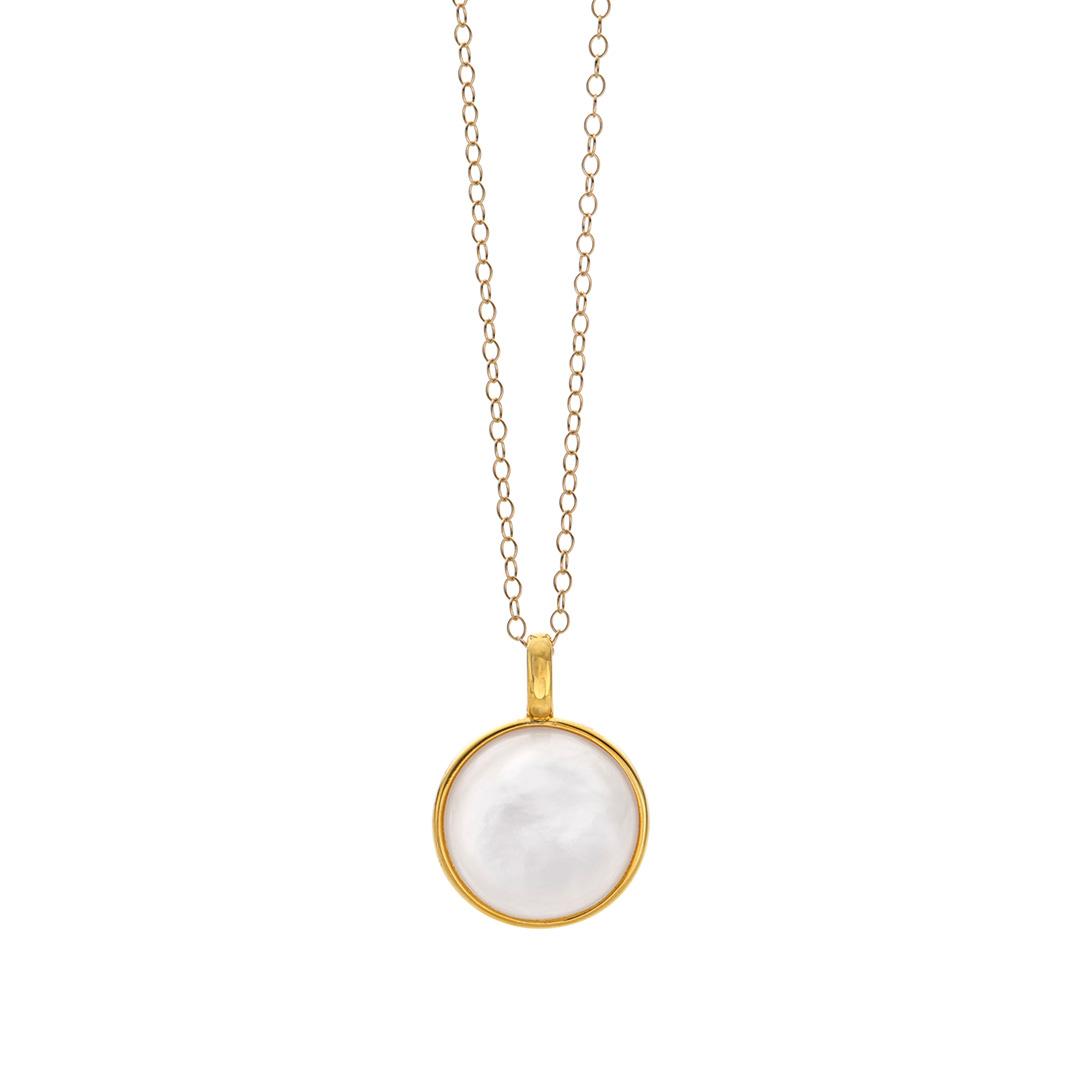 15mm Mabe Pearl Pendant Necklace in Yellow Gold Plated Sterling Silver
