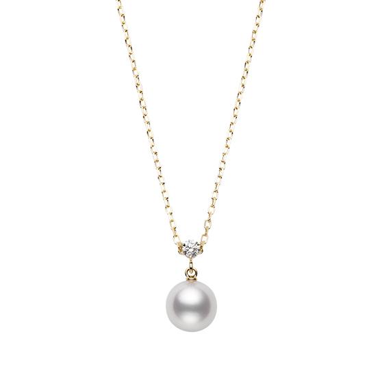Mikimoto pearl and diamond pendant | Front View