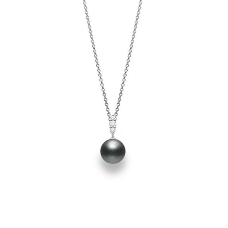 Mikimoto Morning Dew Black South Sea Pearl and Diamond Necklace
