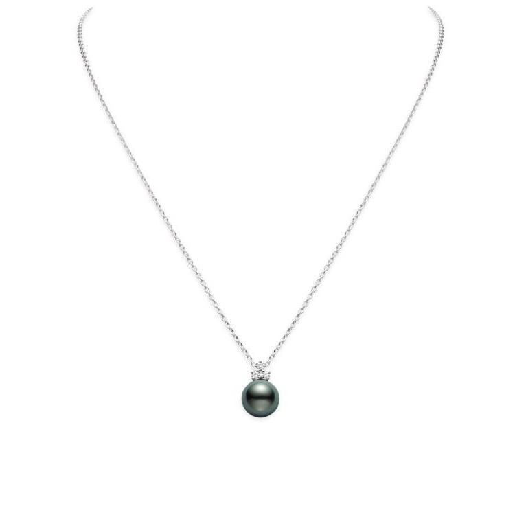 Mikimoto Black South Sea Pearl and Diamond Necklace