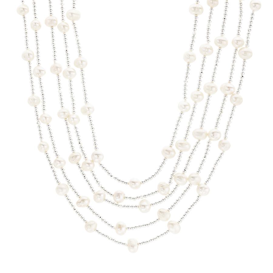 5-Strand Ematite and Pearl Layered Necklace
