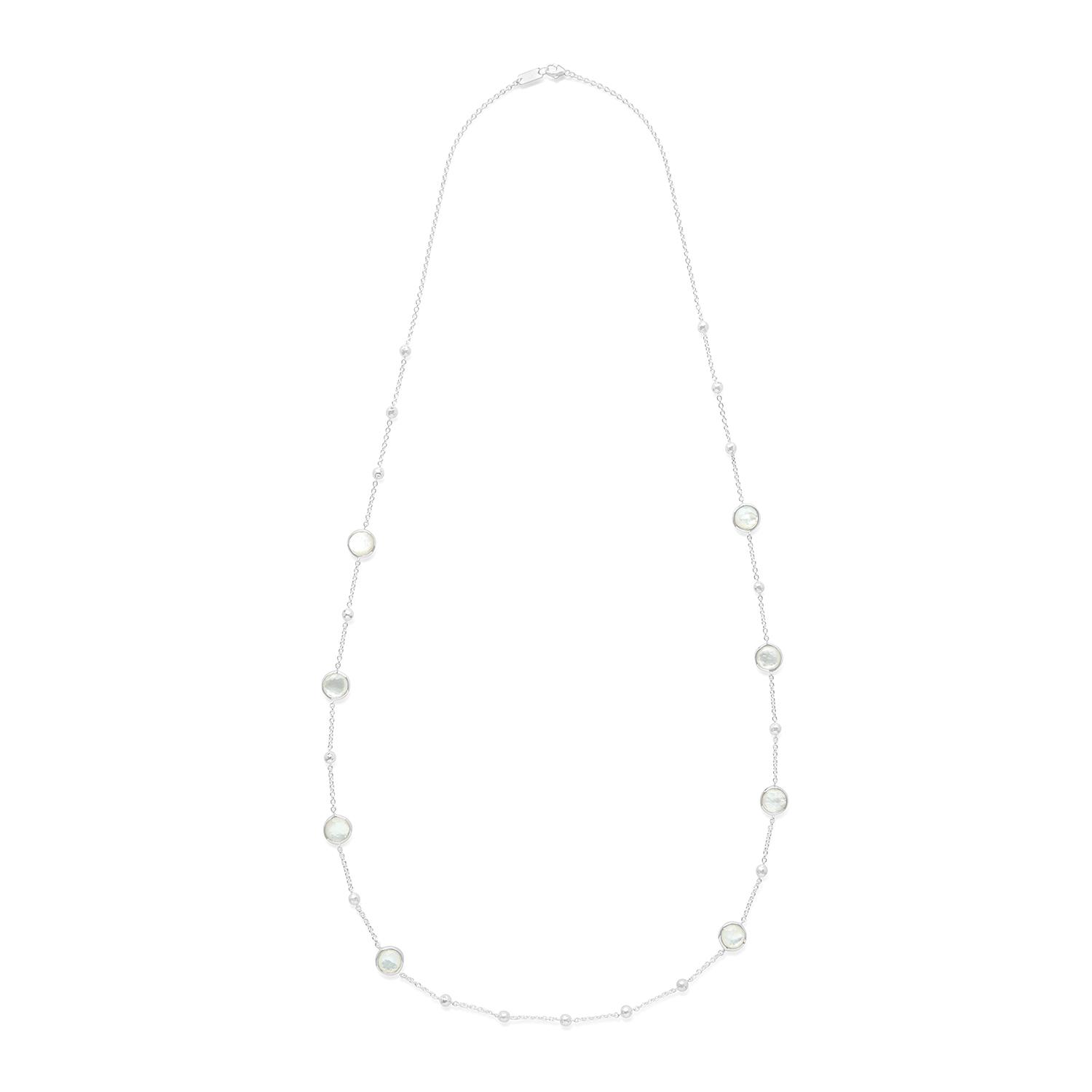 Ippolita Sterling Silver Mother Of Pearl & Clear Quartz Station Necklace