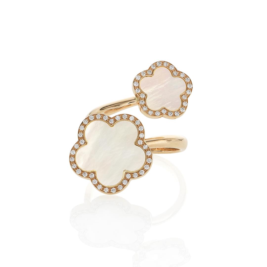 Mother of Pearl Floral Bypass Ring