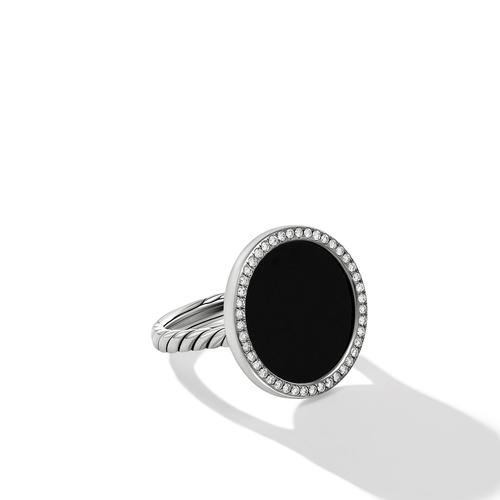 David Yurman DY Elements Ring with Black Onyx and Pave Diamonds, size 6.5