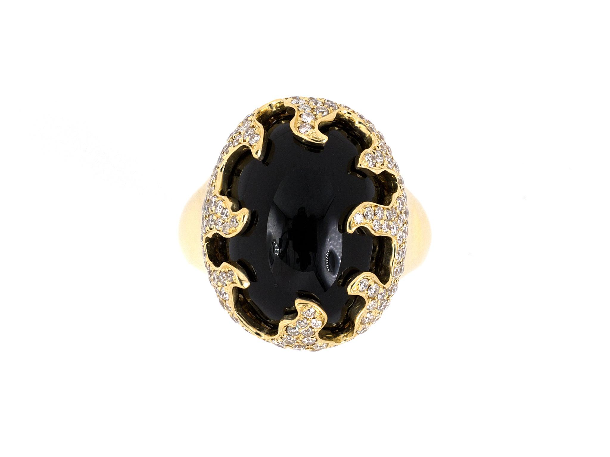 Estate Collection Black Onyx Flame Oval Dinner Ring