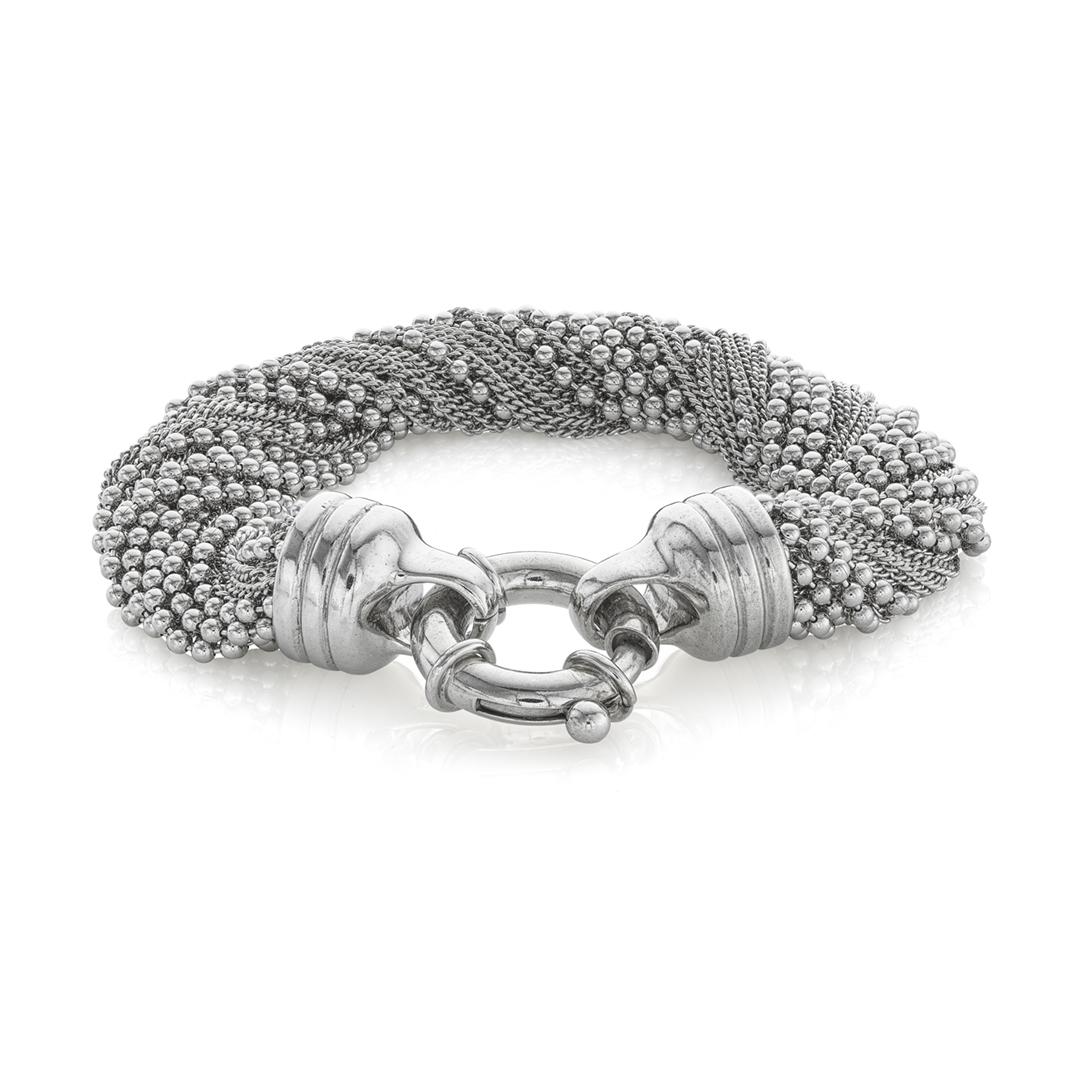 Sterling Silver Multi-Strand Beaded Link Bracelet