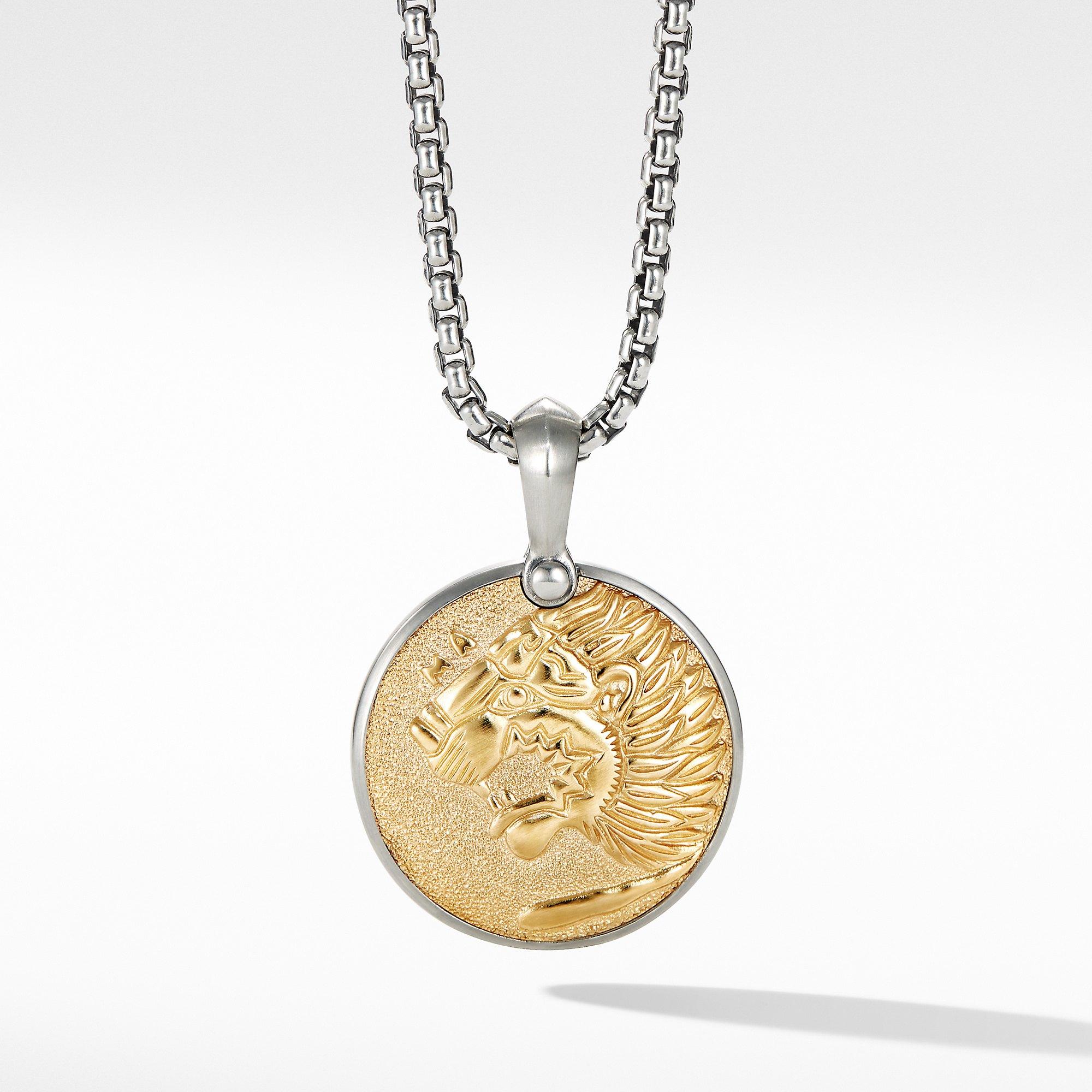David Yurman Mens Petrvs Lion Amulet with 18k Yellow Gold