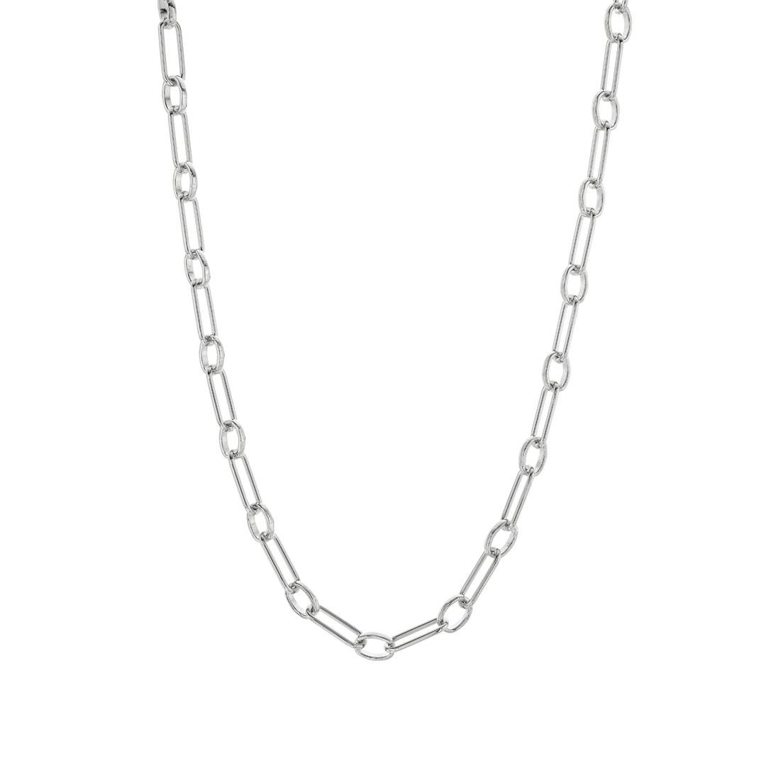 Sterling Silver Paperclip and Oval Link Chain Necklace