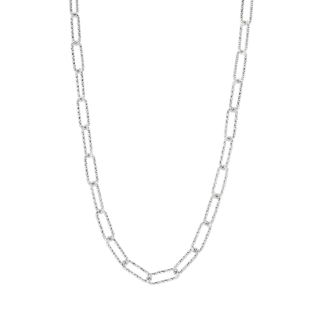 Sterling Silver Diamond Cut Paperclip Necklace