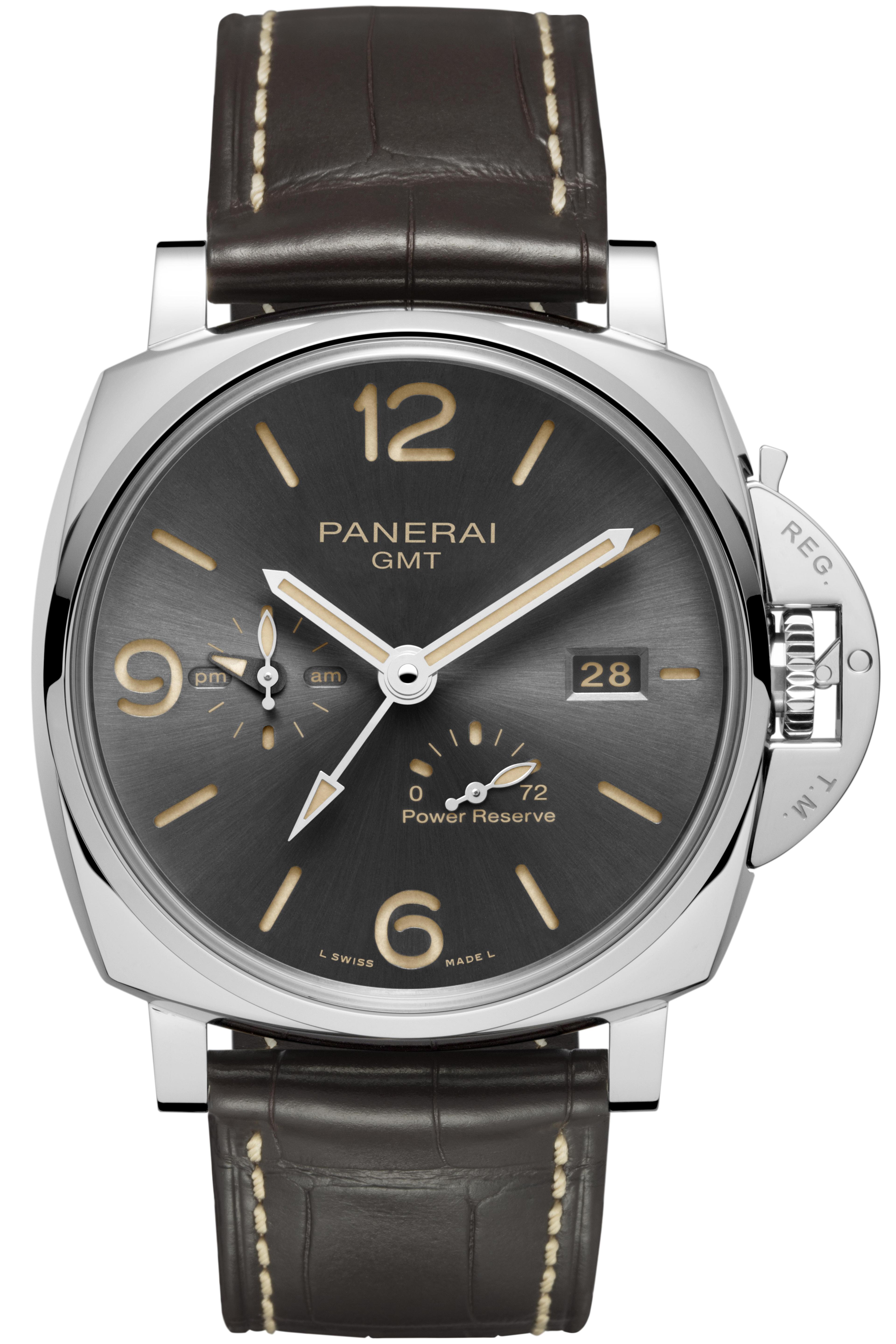Panerai Luminor GMT Power Reserve with Brown Leather Strap, 45mm