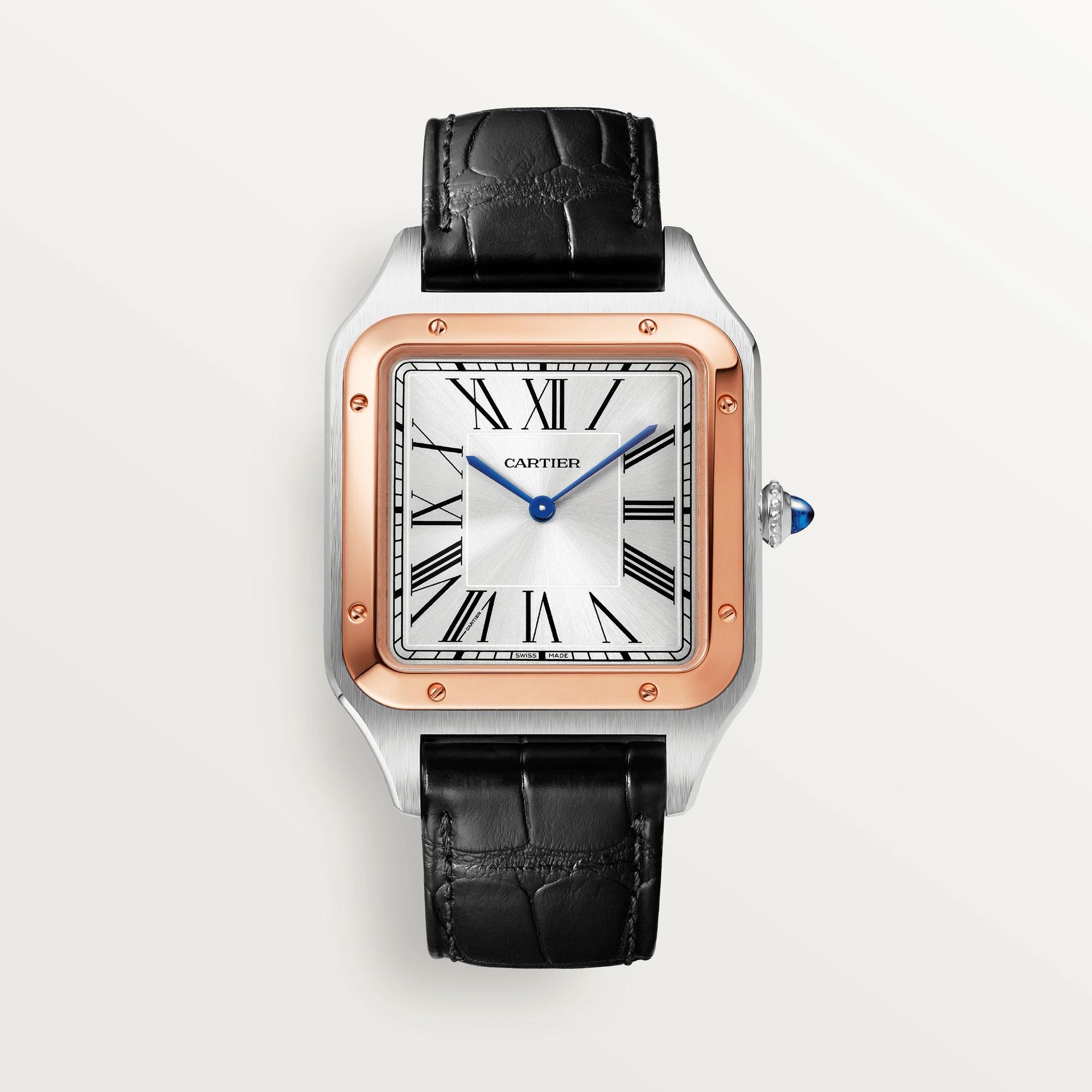 Cartier Santos-Dumont Watch in Rose Gold with Black Alligator Strap
