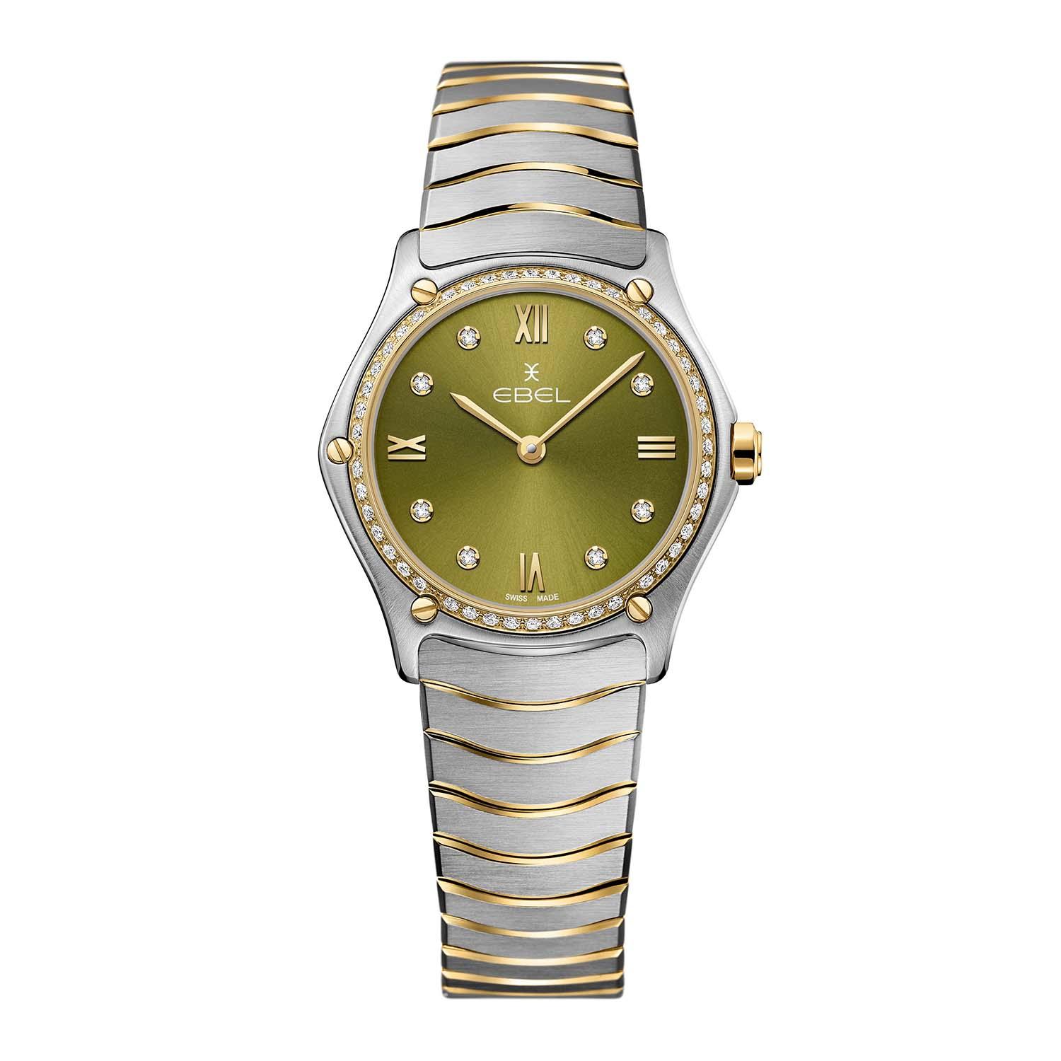 Ebel Sport Classic Ladies Watch with Green Dial and Diamond Case
