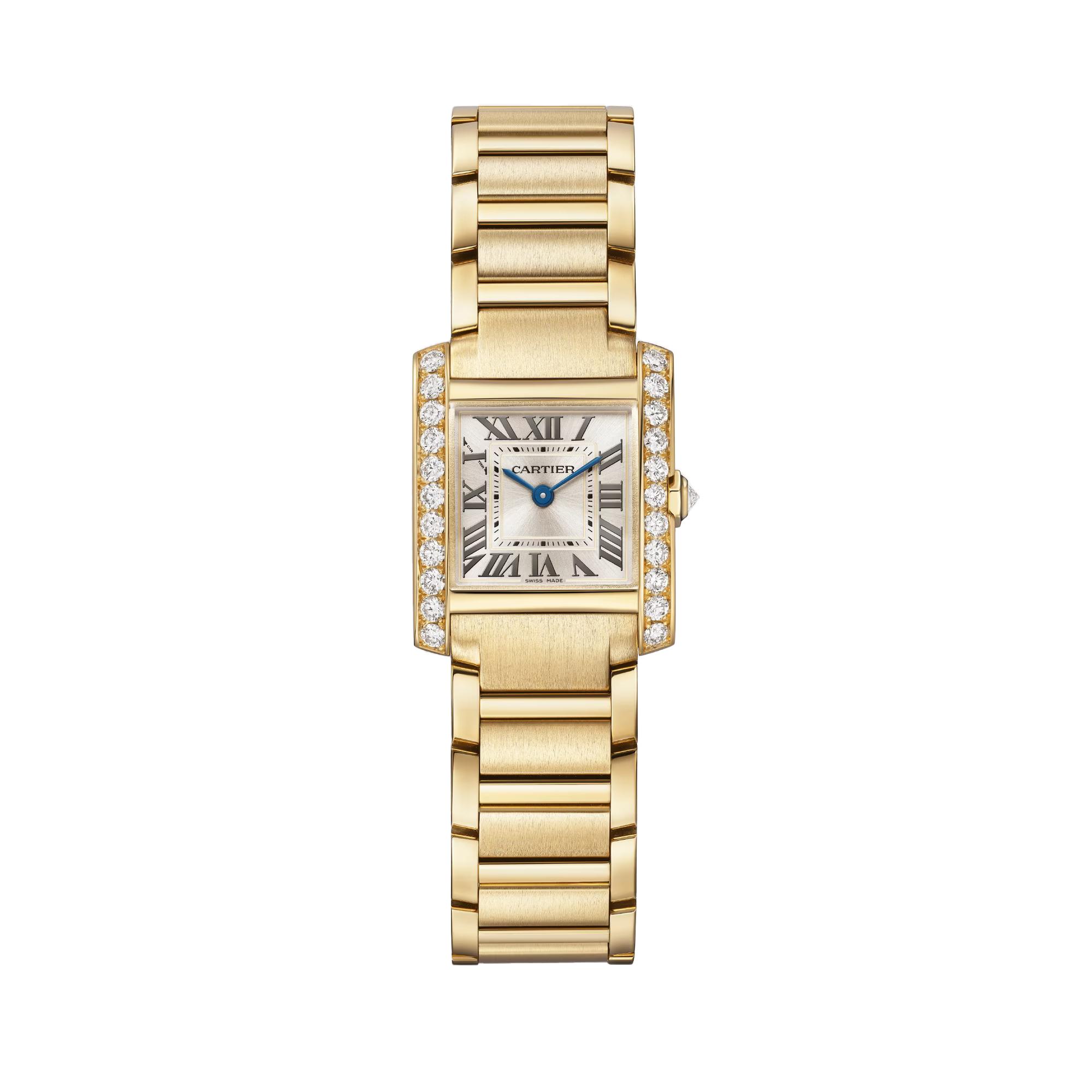 Cartier Tank Francaise Watch in Yellow Gold with Diamonds, size small