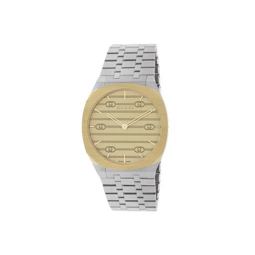 Gucci 25H SS and YG plated watch, 34MM