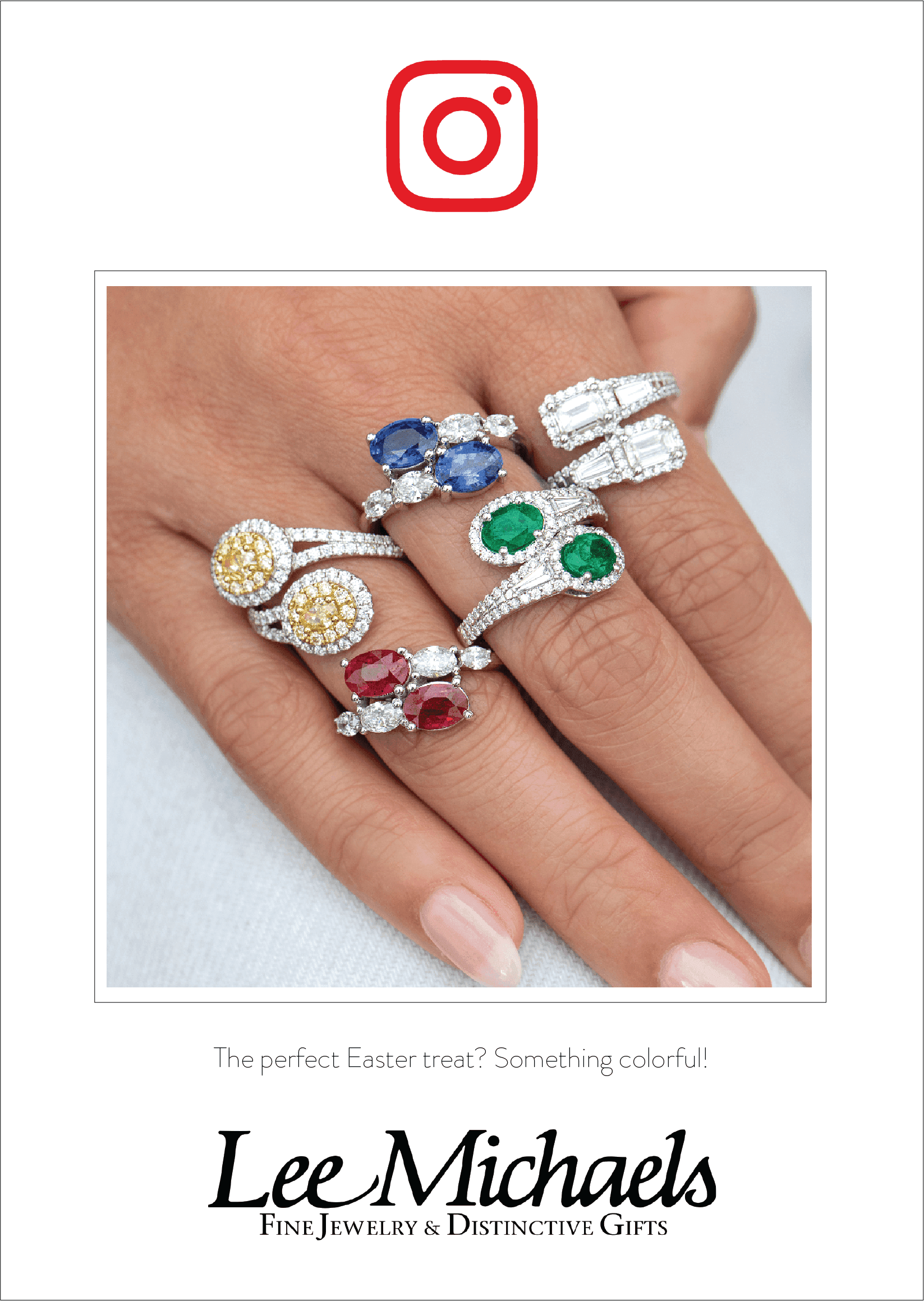 Ruby, Sapphires and Emerald Ring Stack with Diamonds