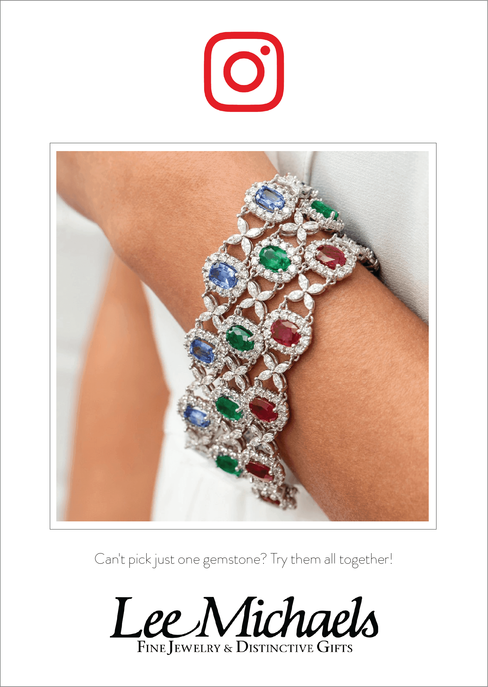 Gemstone Bracelet with Diamond Quatrefoil