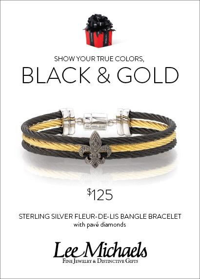 Advertised Black and Gold Fleur de Lis Bracelet