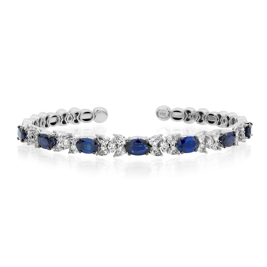 Oval Cut Sapphire Bracelet with Round Diamond Accents