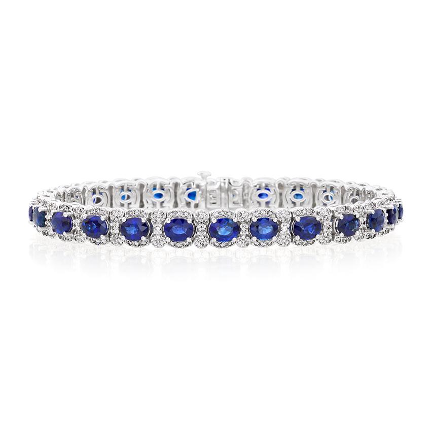 Oval Sapphire & Diamond Bracelet