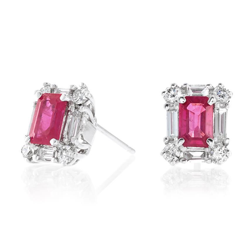 Ruby & Diamond Post Earrings