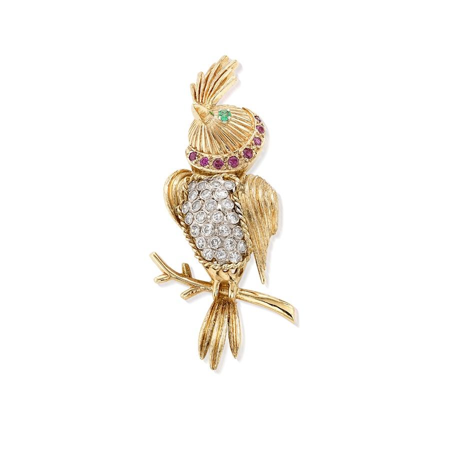 Estate Collection Gold Parrot Pin