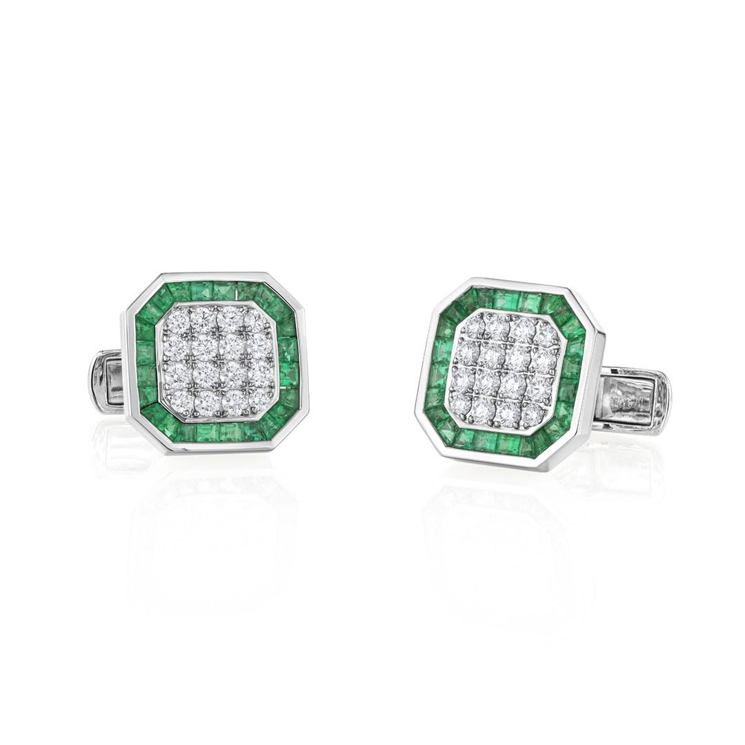 Emerald and Diamond Cuff Links