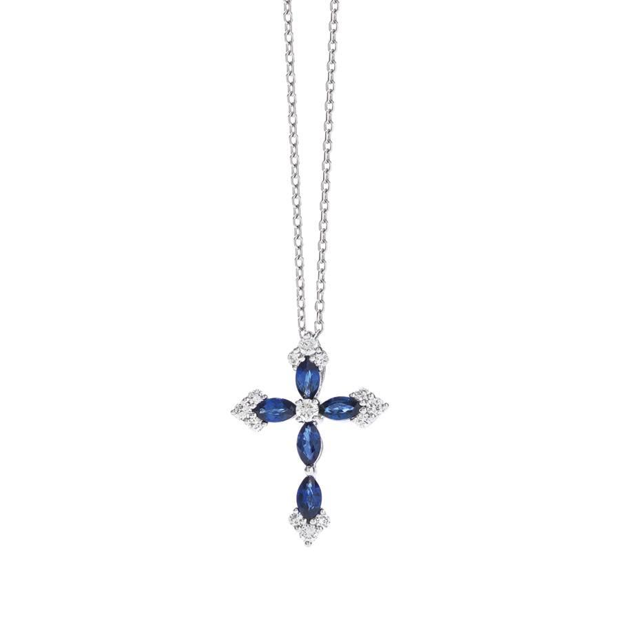 Sapphire and Diamond Cross | Front View