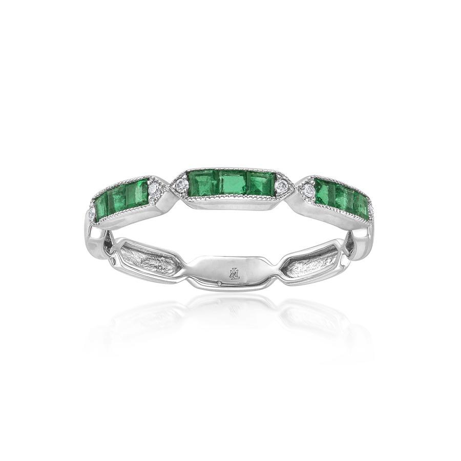 Square Emerald and Diamond Ring