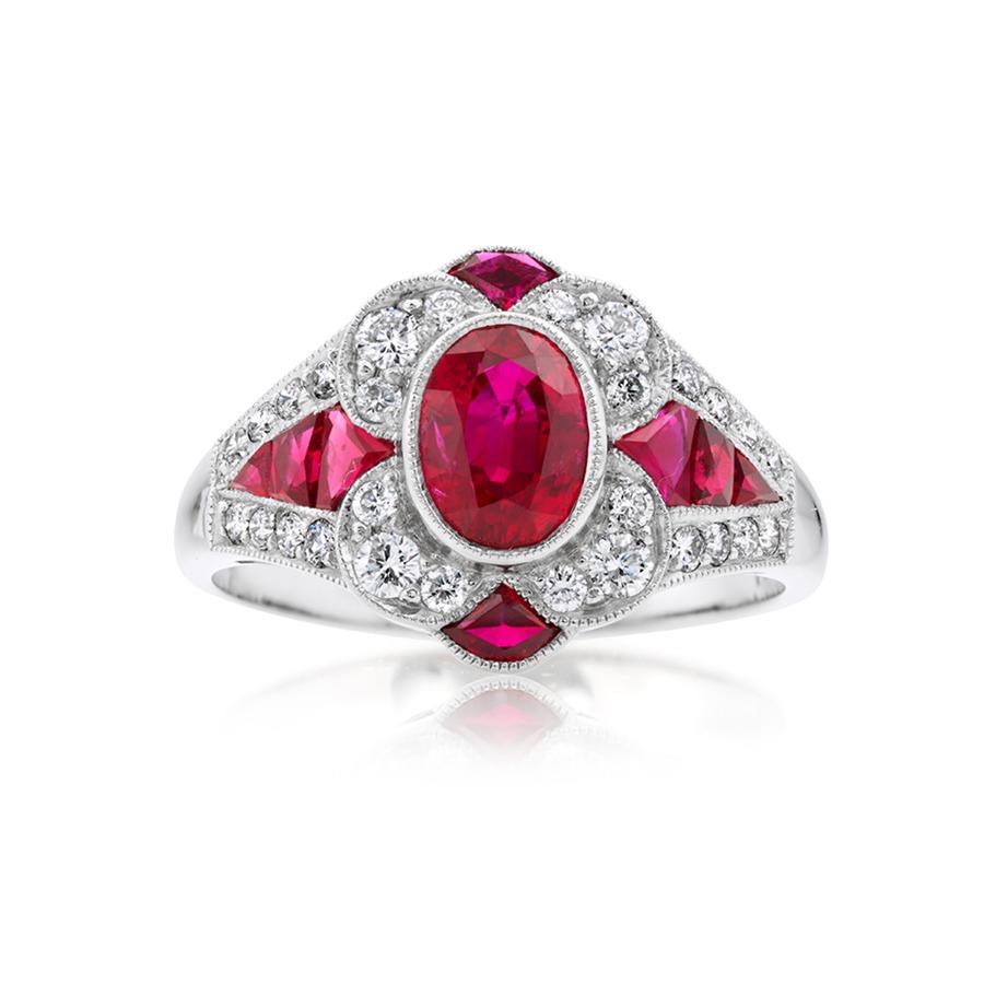 Ruby Cluster & Diamond Ring