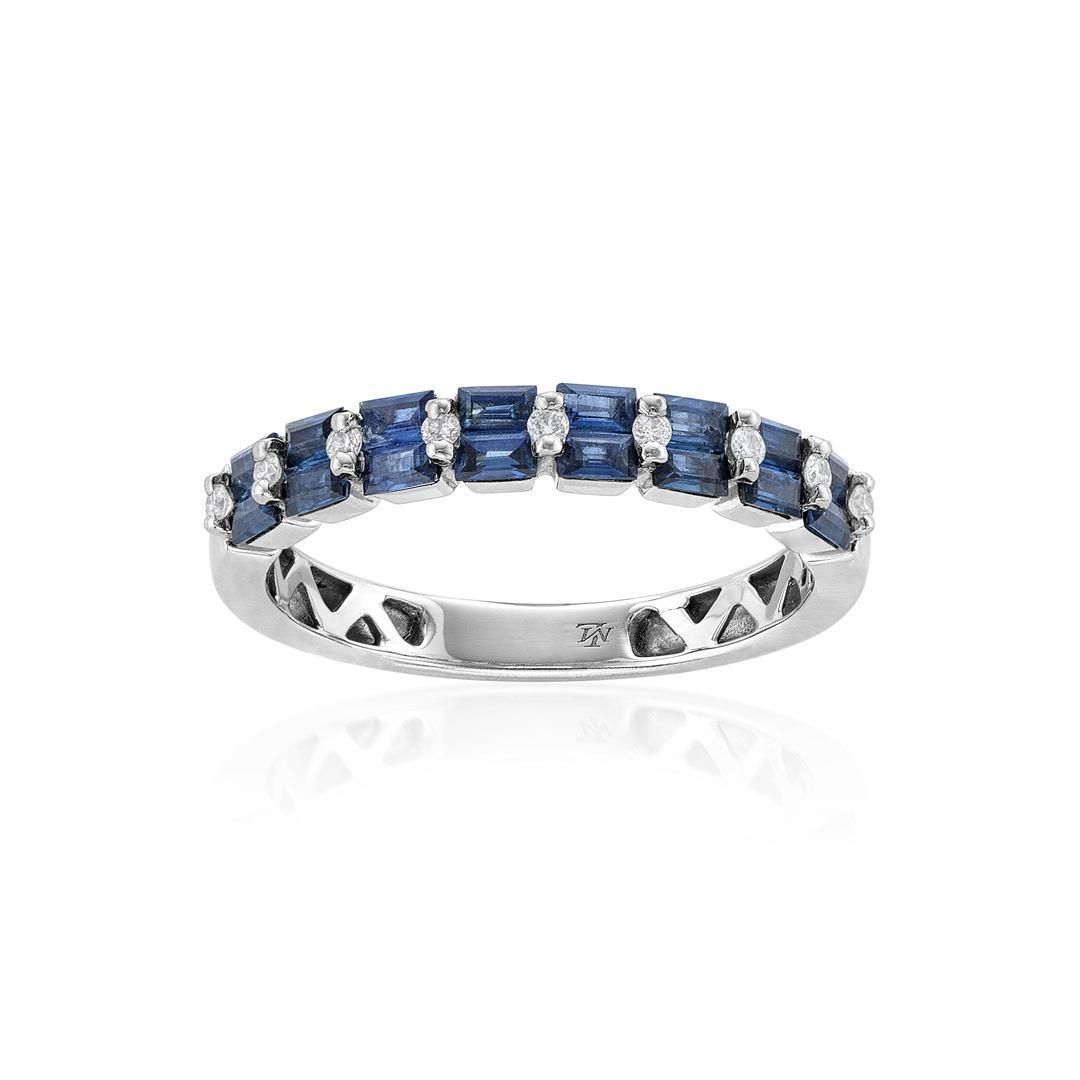 Baguette Sapphire Ring with Diamonds