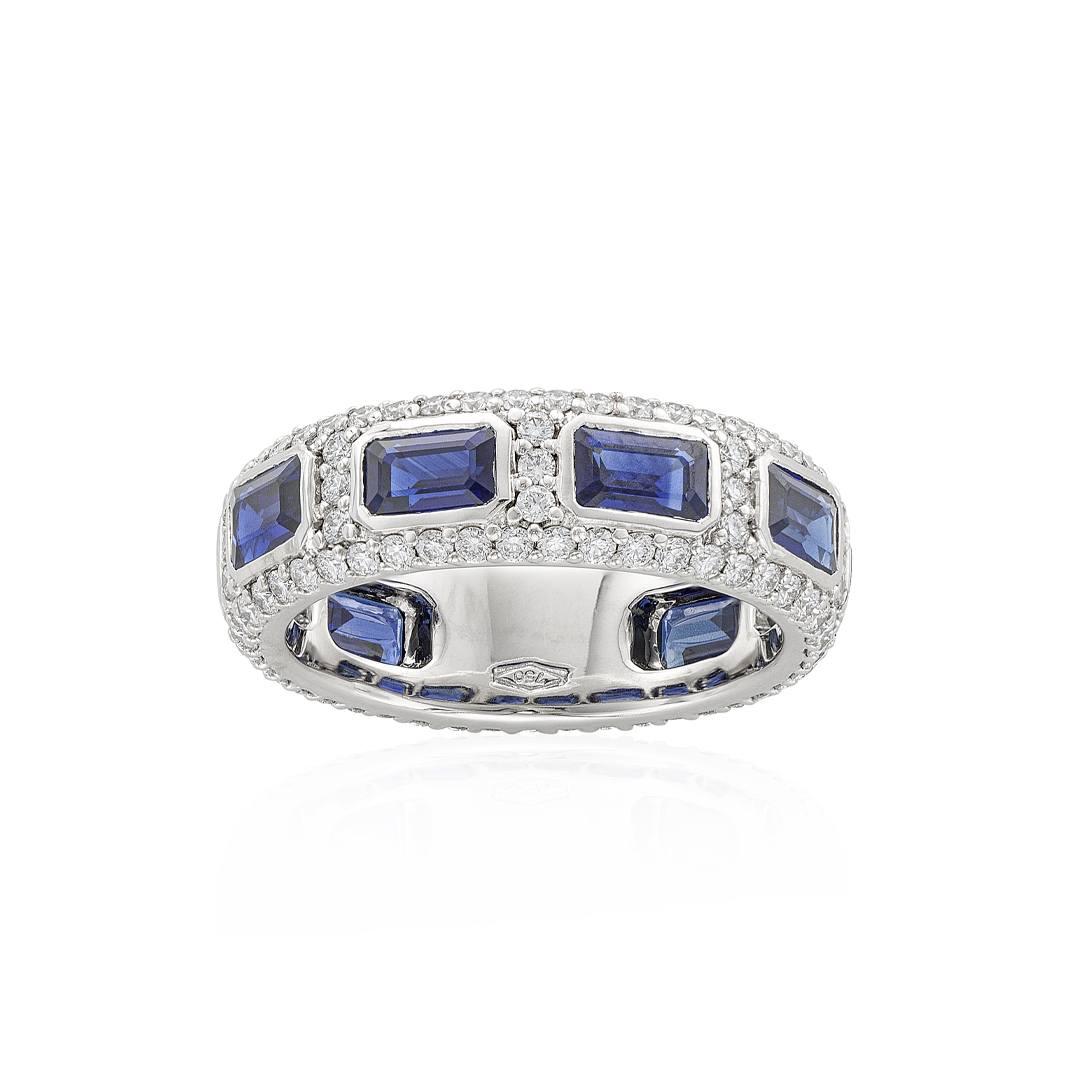 Diamond Band with Sapphire Accents
