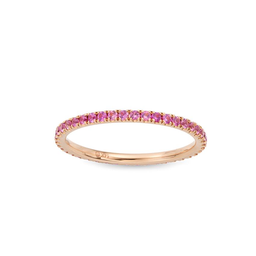 Rose Gold Pink Sapphire Eternity Band