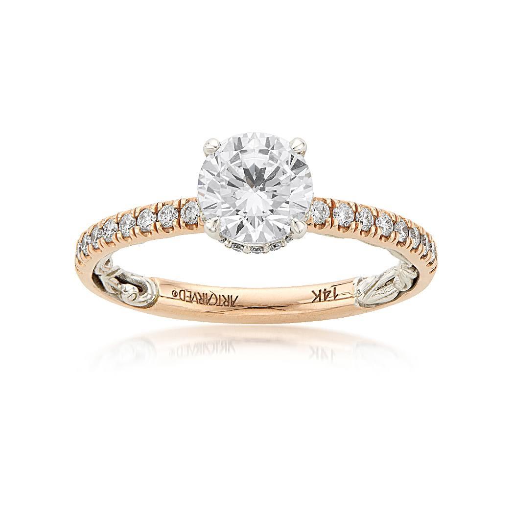 Hidden Halo Carved Diamond Semi-Mount Engagement Ring
