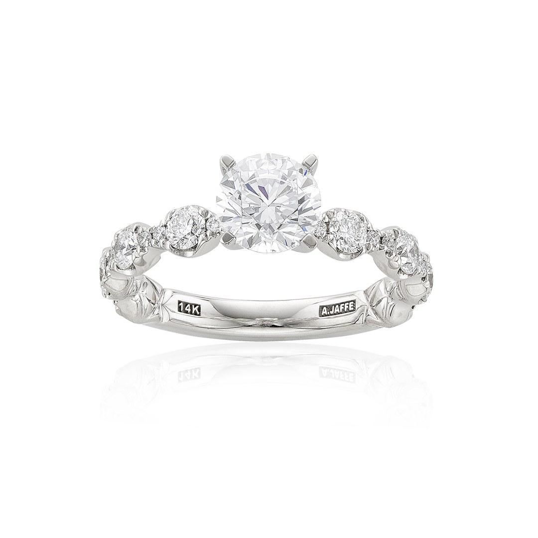 A. Jaffe Four Prong Diamond Semi-Mount Scalloped Engagement Ring
