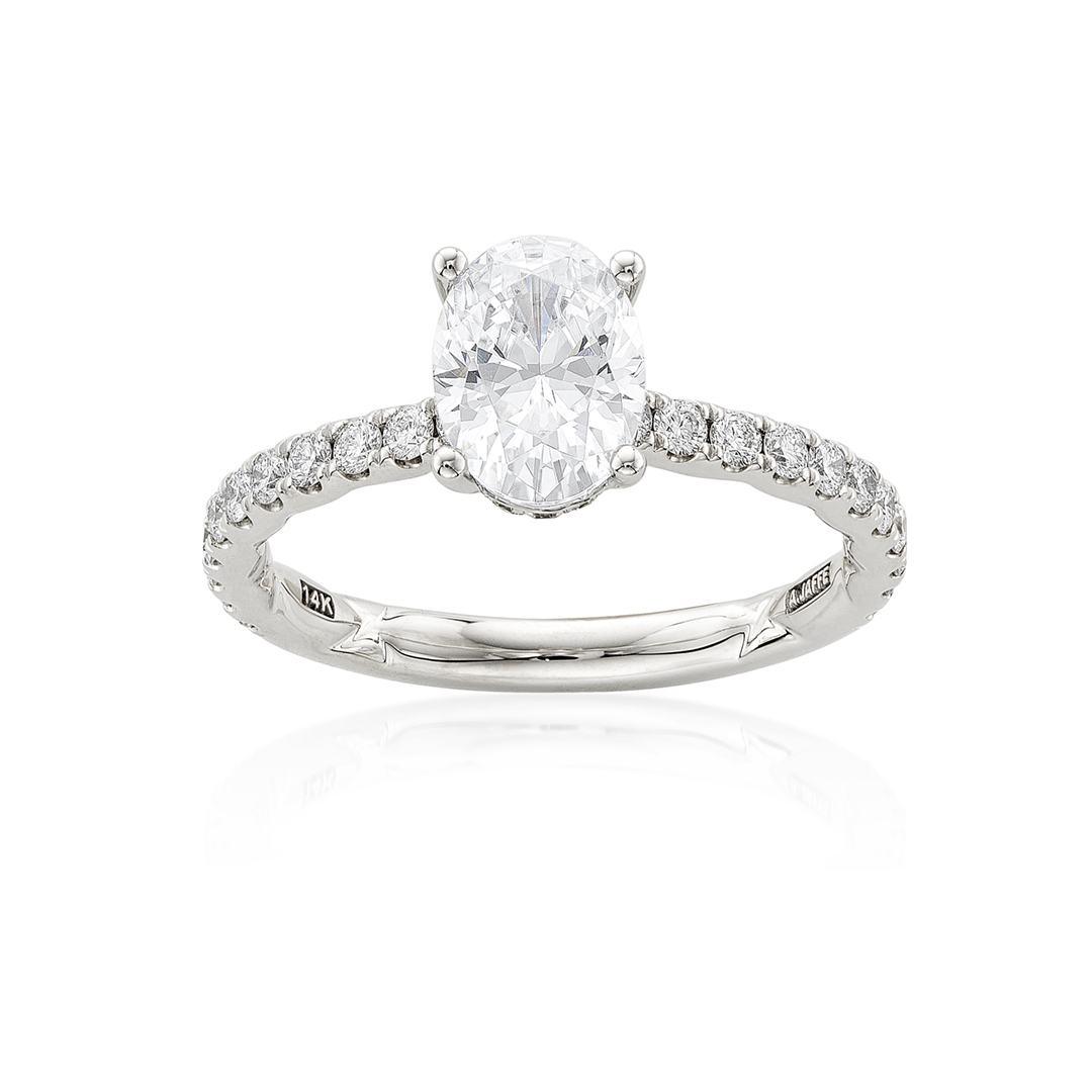 A. Jaffe Diamond Pave Semi-Mount Engagement Ring with Quilted Interior
