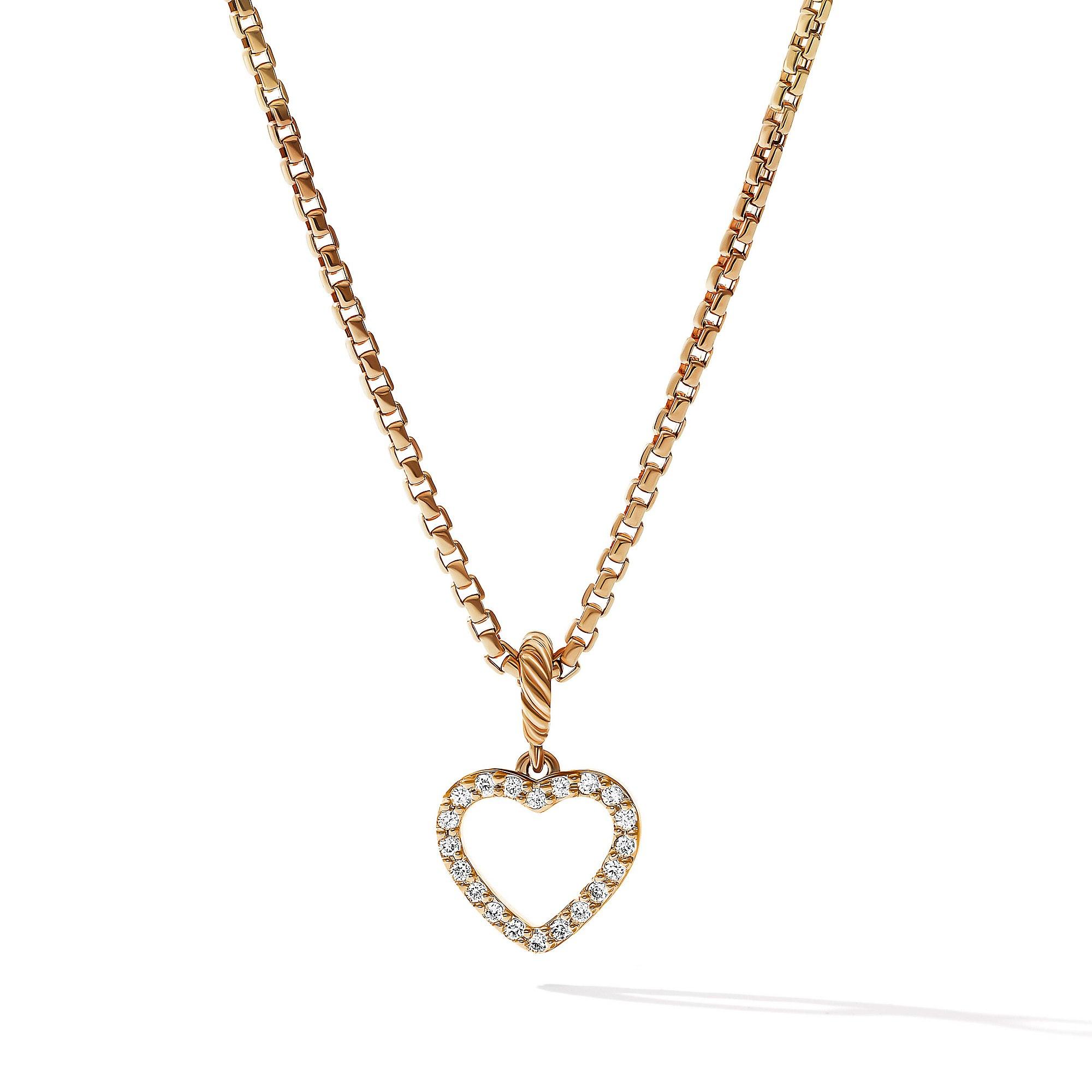 David Yurman Heart Amulet in 18K Yellow Gold with Pave Diamonds | Front View