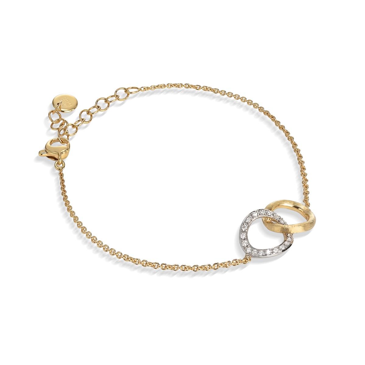 Marco Bicego Jaipur Collection 18K Yellow and White Gold Diamond Round Link Bracelet