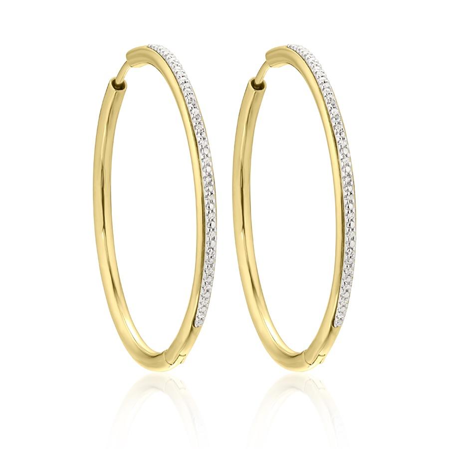 Large Pave Hoops with Pave Diamonds