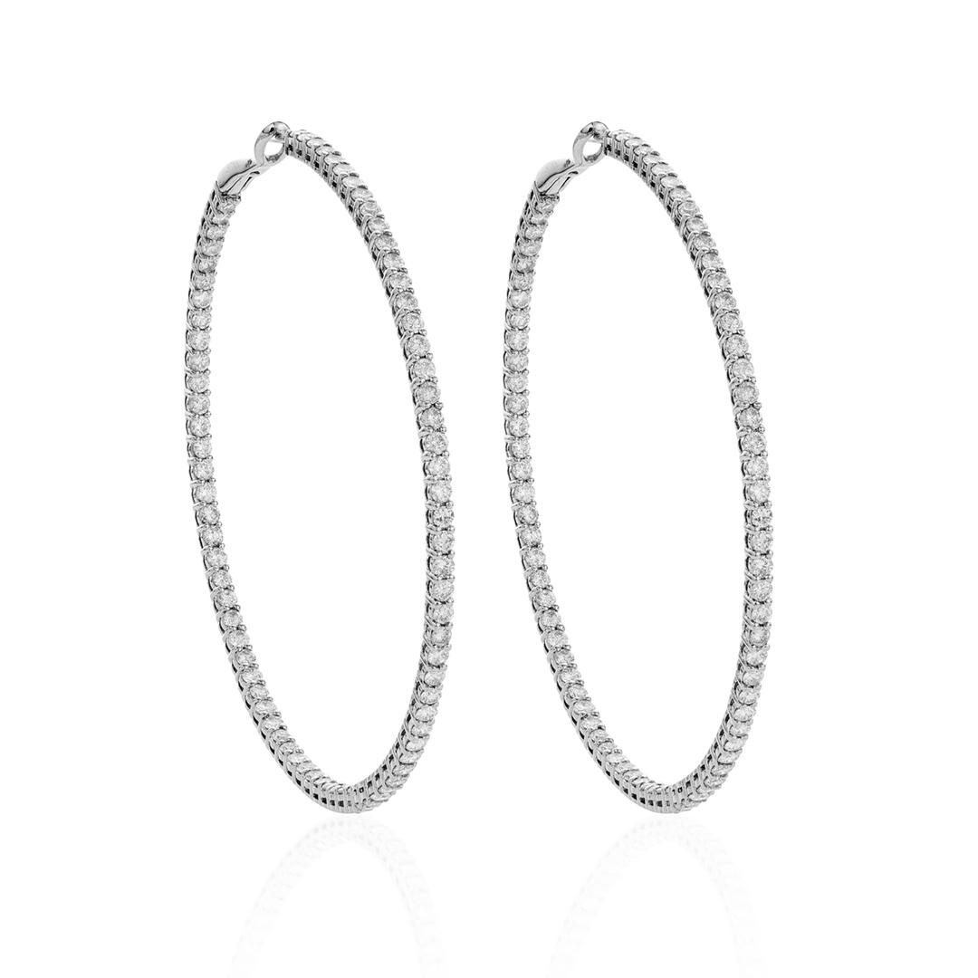 White Gold 5.44 CTW 64mm Diamond Hoop Earrings