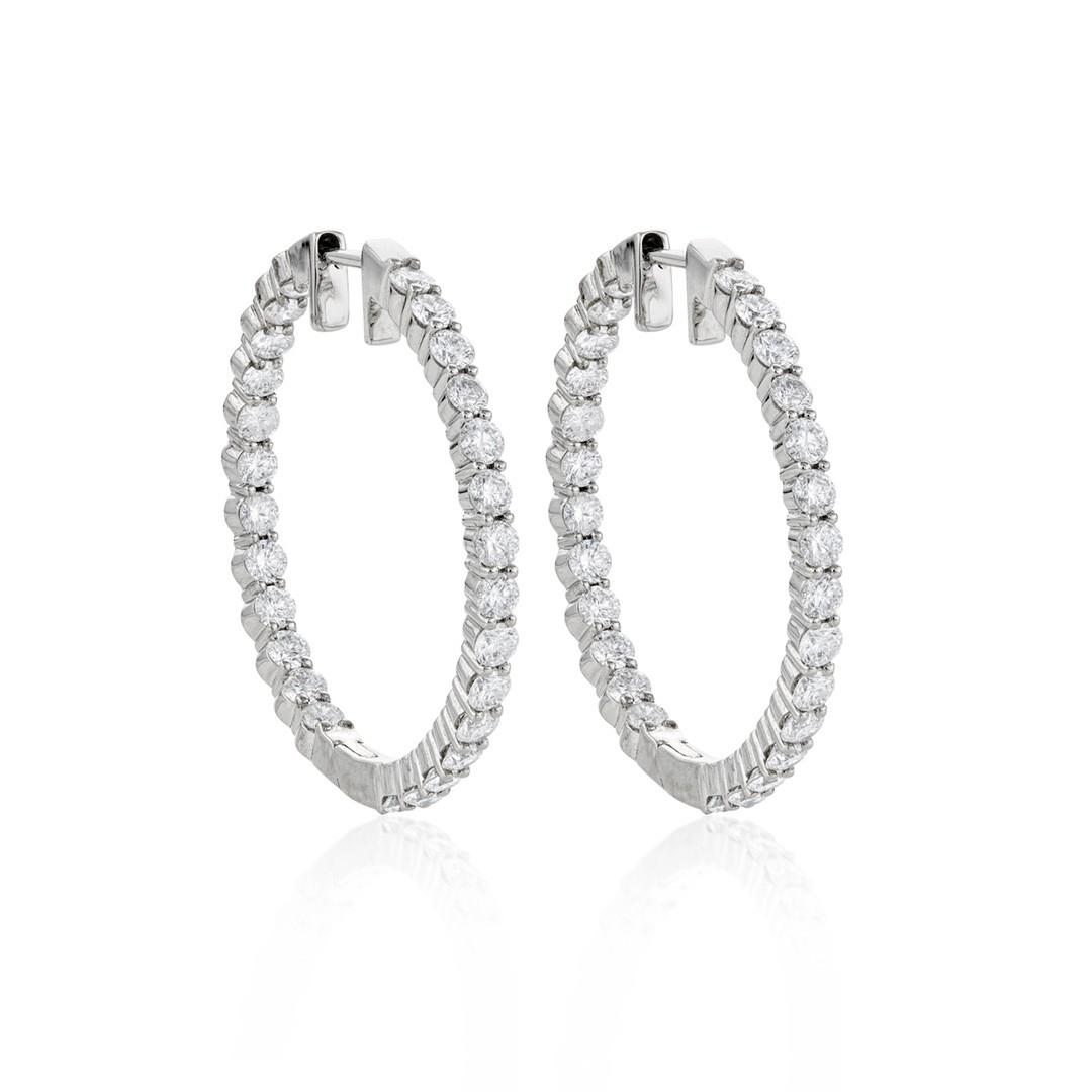 Round Diamond In and Out Hoop Earrings