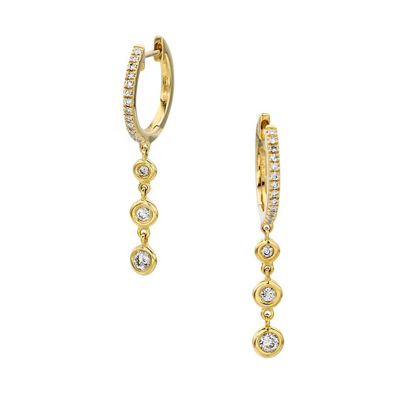Yellow Gold Diamond Bezel Hoop Earrings