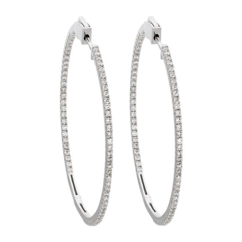 1.00CT Ultra Thin Diamond Hoop Earrings