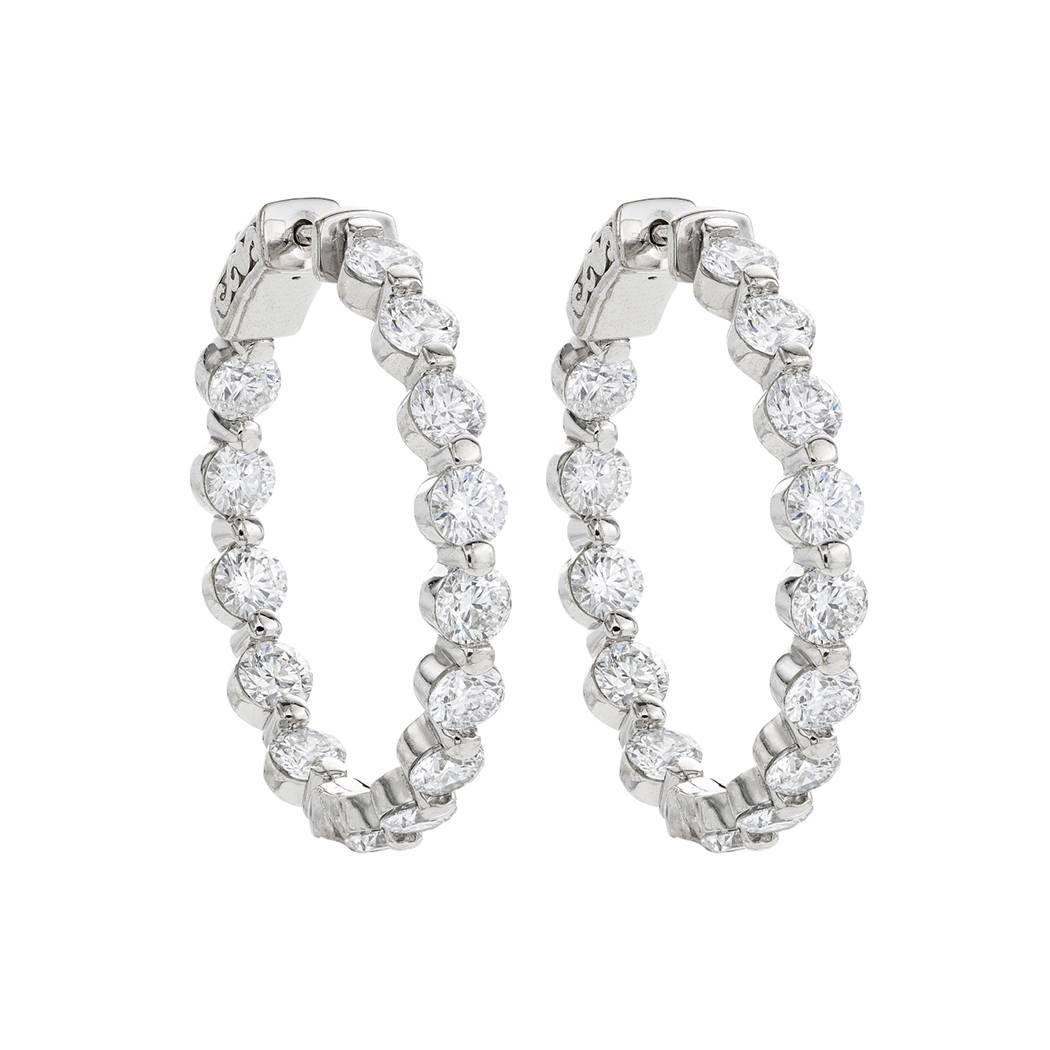 6CT In and Out Diamond Hoop Earrings