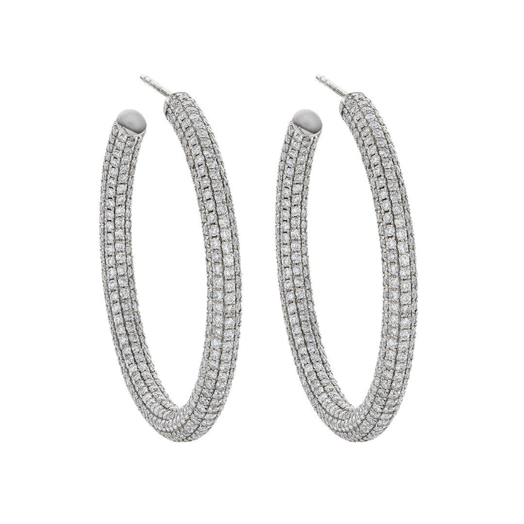 7.13 CTW Diamond In and Out White Gold Hoop Earrings
