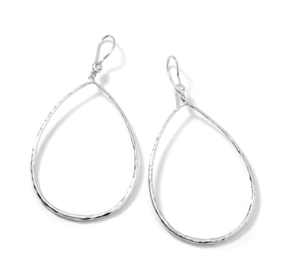 Ippolita Classico Hammered Teardrop Earrings in Sterling Silver with Diamonds