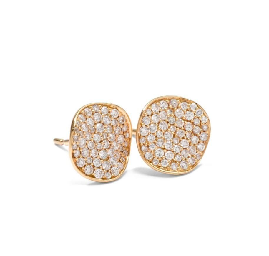 Ippolita Stardust Small Flower Stud Earrings in 18K Gold with Diamonds