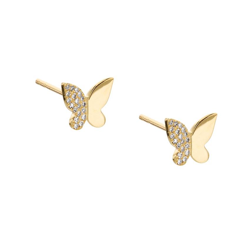 Yellow Gold Diamond Butterfly Earrings